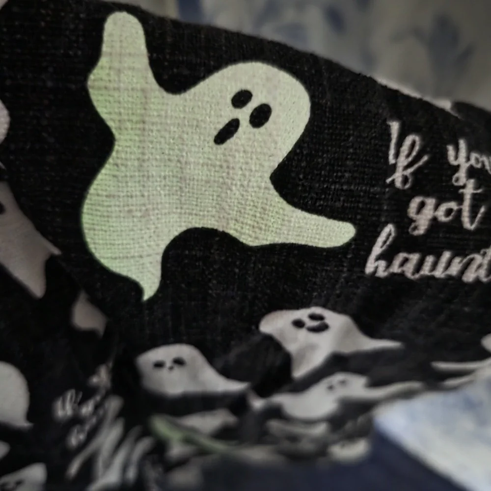 Glow In The Dark Halloween Ghost Apron If You've Got It Haunt It Black Cotton